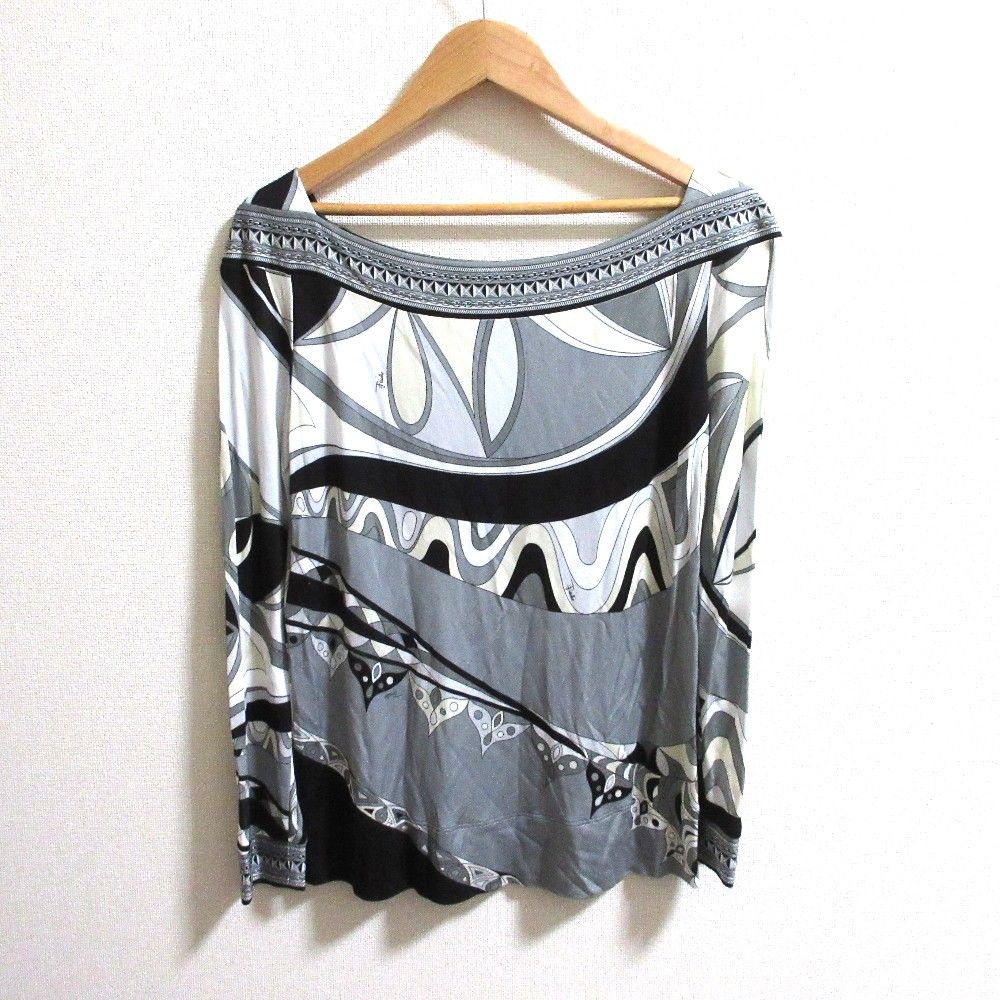 良品 EMILIO PUCCI エミリオプッチ プッチ柄 長袖 カットソー サイズ36 グレー レディース 古着 中古 良品 EMILIO PUCCI エミリオプッチ プッチ柄 長袖 カットソー