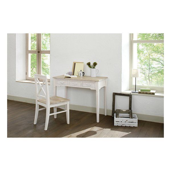 【新品】萩原  ハギハラ デスク アンティーク調 ホワイト 幅100×奥行50×高さ74cm MT-7325WH (2519182)
