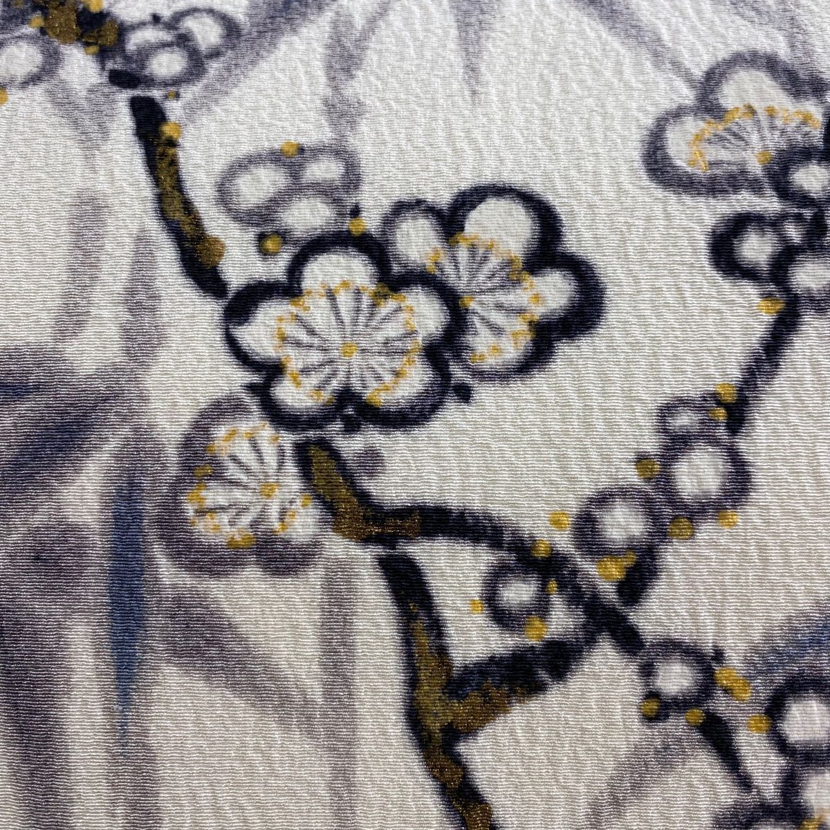 名古屋帯 名品 落款 山科春宣 枝梅 竹 金彩 クリーム 正絹