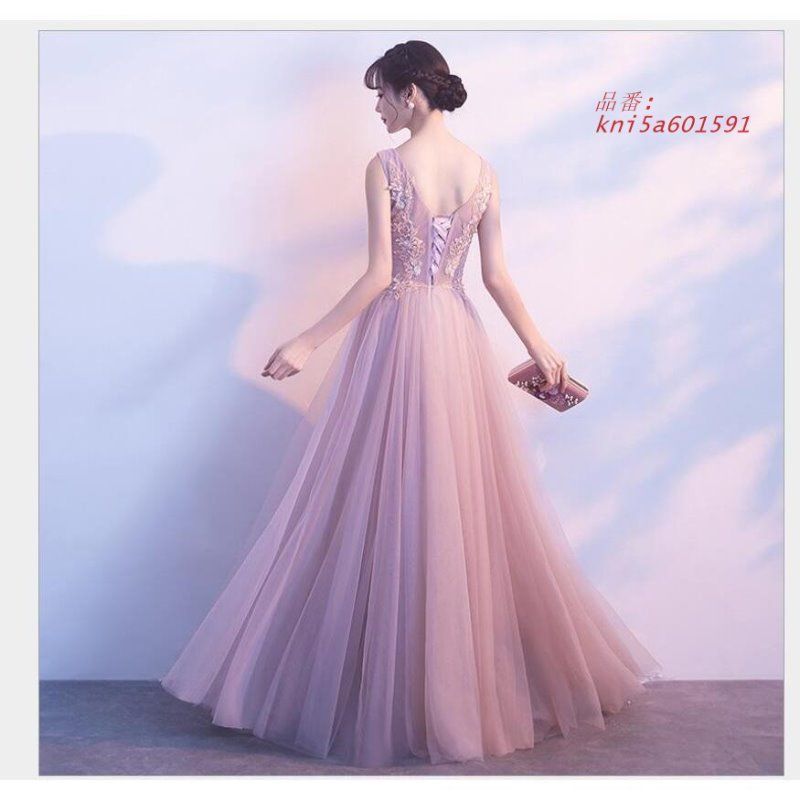 Aラインワンピース パーティードレス 結婚式 ロングドレス 二次会 ウエディングドレス 演奏会 謝恩会 大きいサイズ おしゃれ 発表会 お食事会 お呼ばれ kni5a601591