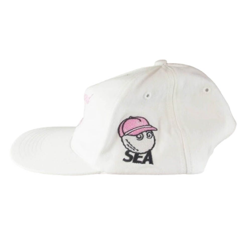 WIND AND SEA - WIND AND SEA×Malbon Golf キャップ 白×ピンク WIND AND SEA ウィンダンシー WDS-MALBON-20 × MALBON GOLF