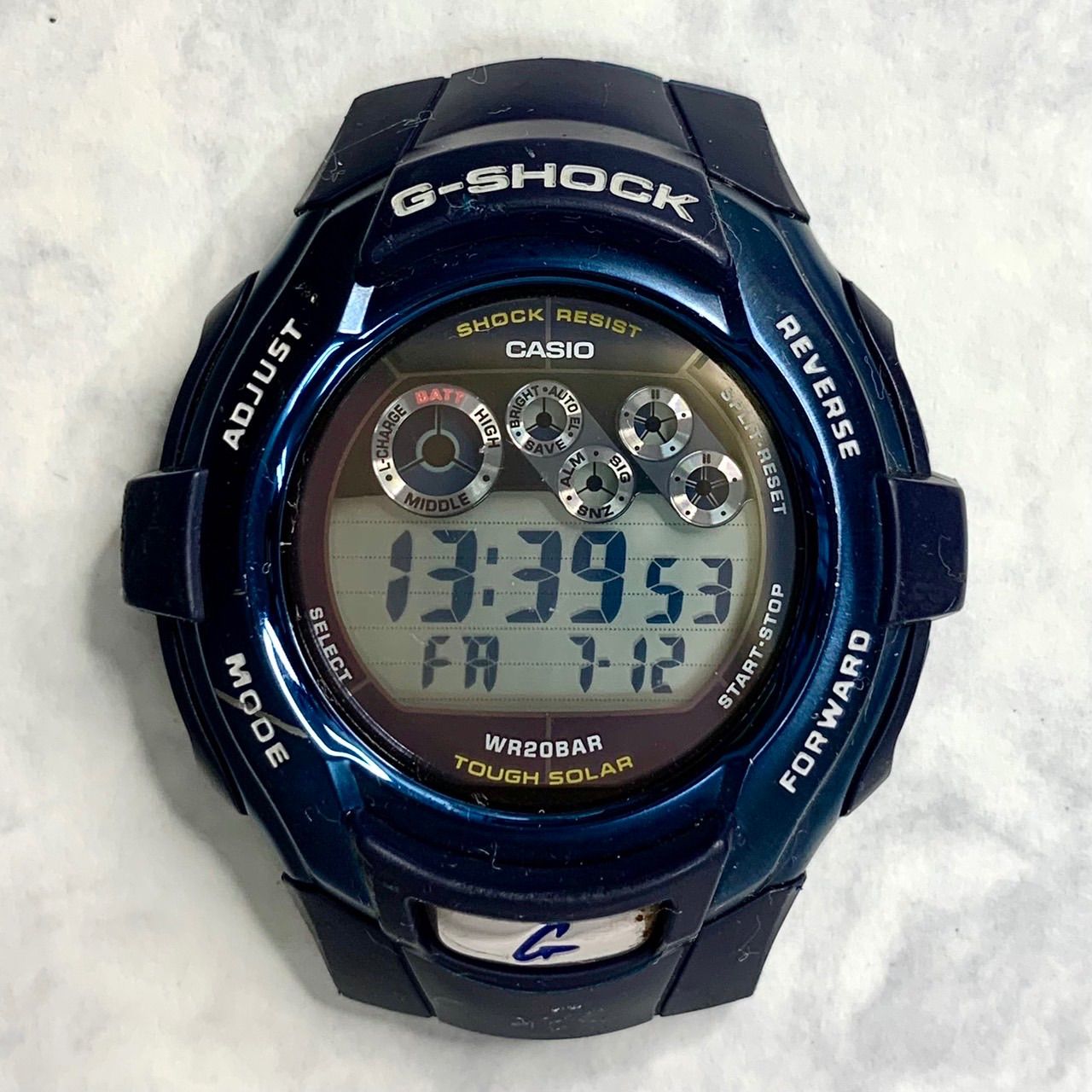 【G-SHOCK⭐️CASIO カシオ】 G-7302RL     5つ目モデル　 タフ ソーラー　 デジタル 腕時計　 ブラック×ブルー　 ステンレス　 動作確認済み　 ★ベルトはありません （AYA）