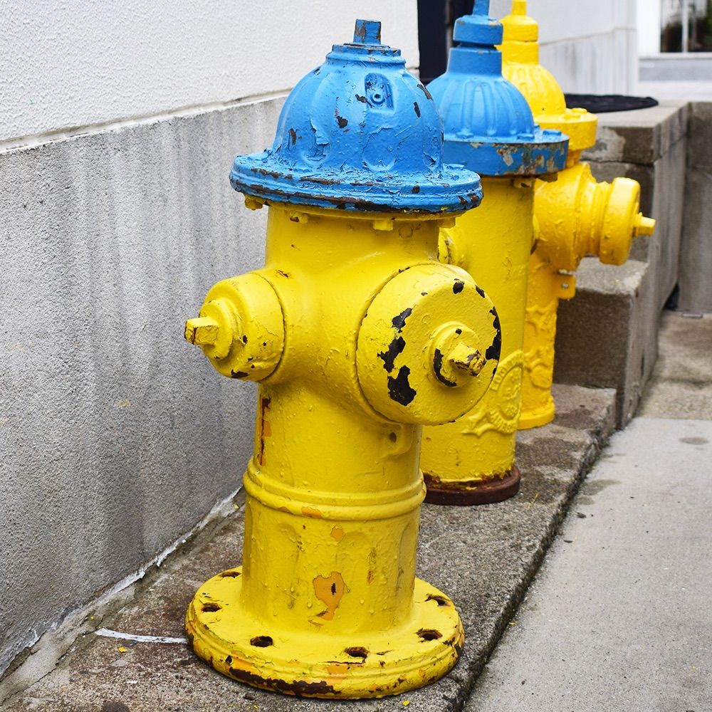 消火栓 VINTAGE 80s FIRE HYDRANT 25-10-5 ブルー＆イエロー ヴィンテージ 世田谷ベース ガレージ インテリア アメリカン雑貨 アメ雑