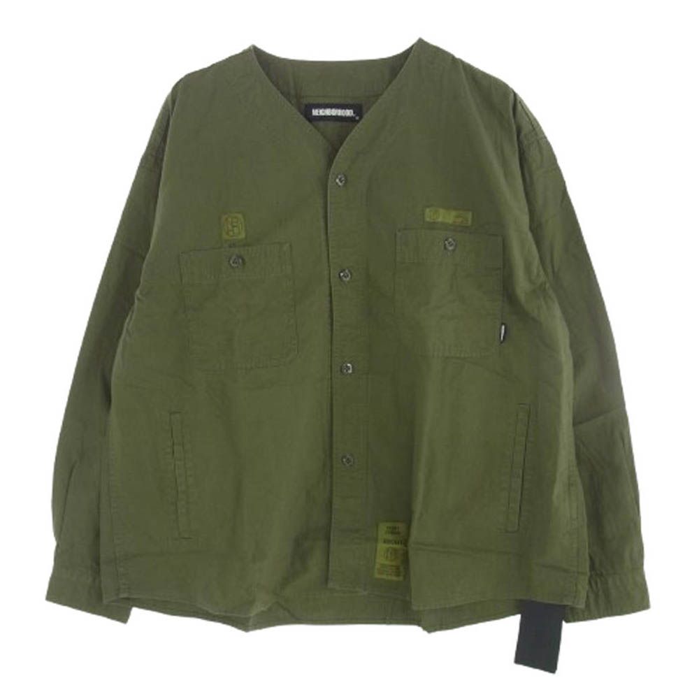 NEIGHBORHOOD ネイバーフッド 22SS 221YTNH-SHM01 NC C-SHIRT L|S ロゴ ロングスリーブ ノー シャツ ジャケット カーキ系 L