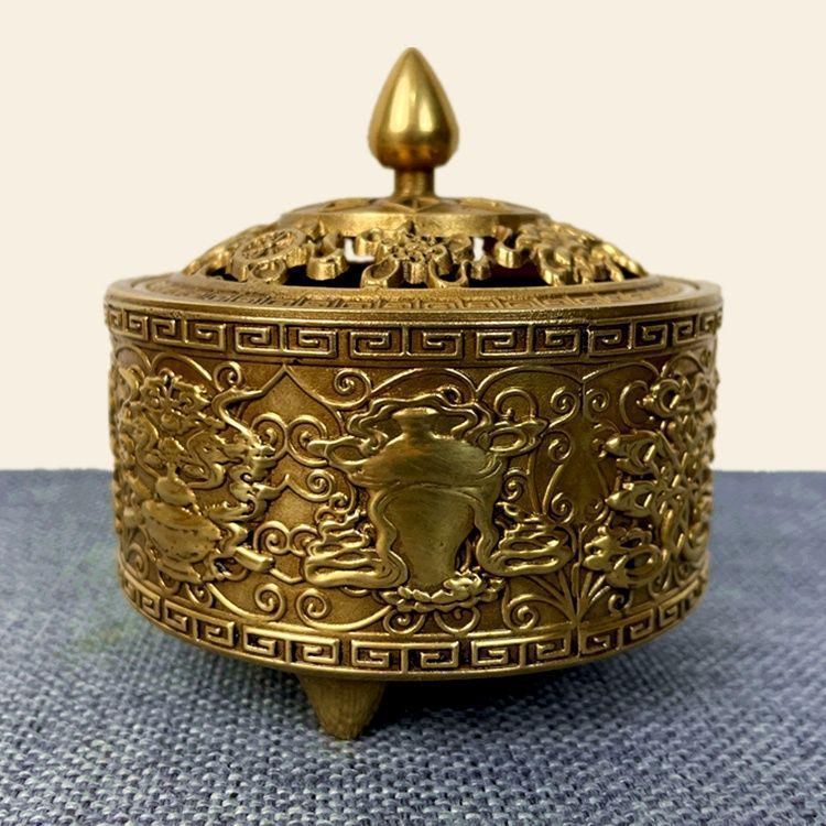 銅器 香炉 吉祥八宝香炉 線香薫炉茶道香道具 装飾品 工芸品 置物