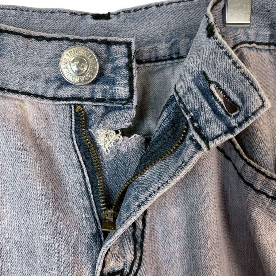 USA TRUE RELIGION joey ブラックデニム スラブ y2k rainbow JOEY TRBJ true religion iO y2k