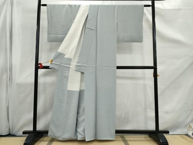 平和屋着物▽上質な色無地 単衣 立波地紋 秘色色 正絹 逸品