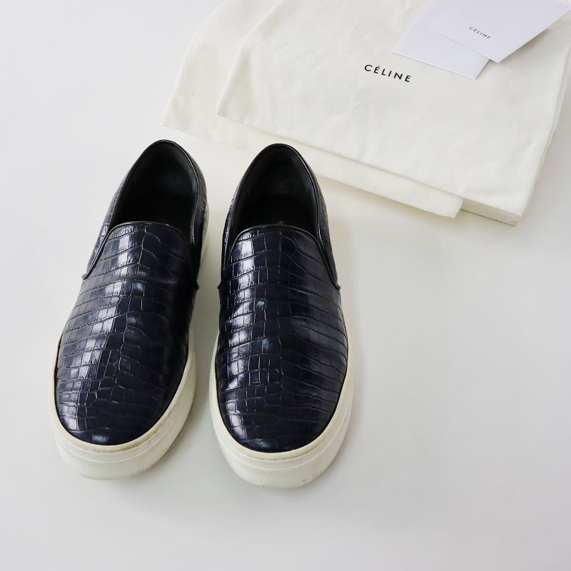セリーヌ CELINE 313653ESKC クロコ型押し スリッポンスニーカー 37 