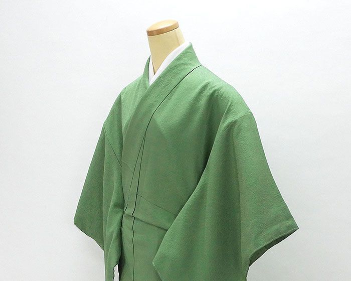 色無地 未着用美品 正絹 グリーン 身丈159cm 裄丈64cm 蔦 未使用