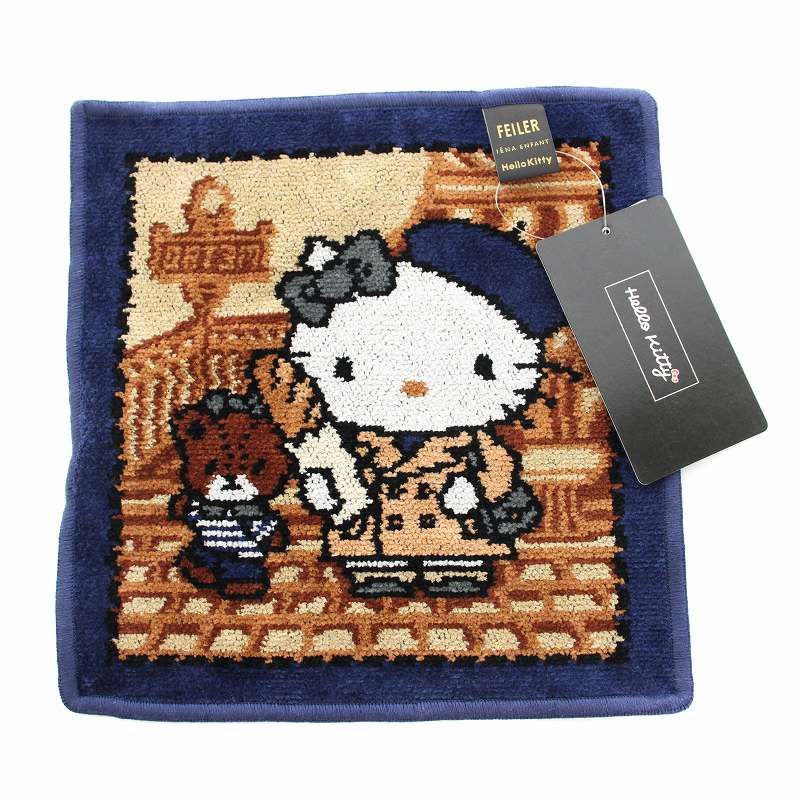 HELLO KITTY FEILER IENA ENFANT別注 ブラック FEILER/フェイラー 別注 DLICIEUX HELLO KITTY 25*25（ハンカチ