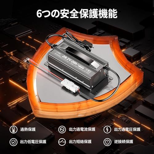  LiTime 29.2 V 20 A リン酸鉄リチウムイオンバッテリー充電器 新型LiFePO 4 充電器 アンダーソンコネクタ付き LEDインジケータ付き 4つの安全保護 0 V充電機能対応 24 バッテリー適用 25.6 Vリン酸鉄電池充電用 PSE認証取済 mp その他 キッチン 食器