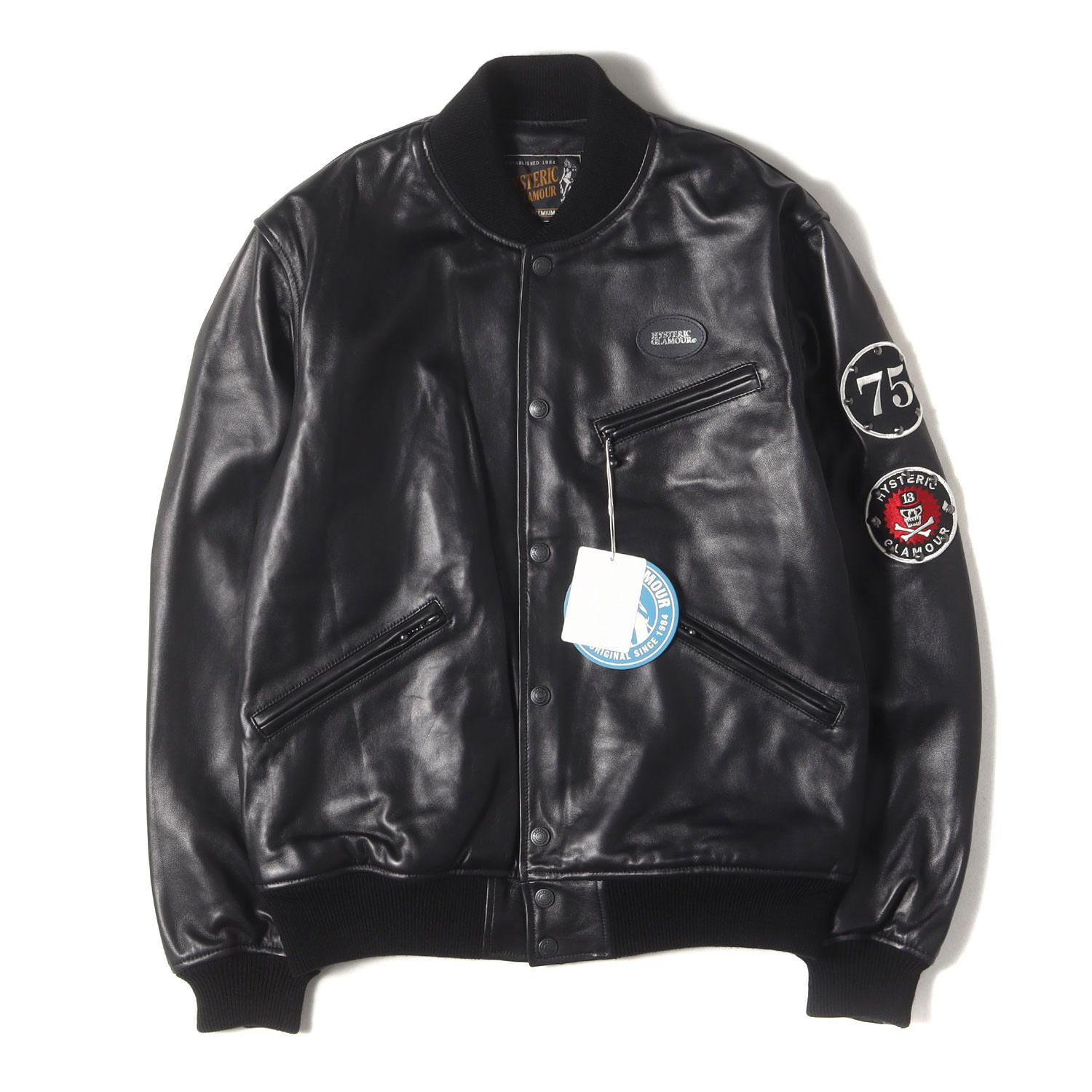 HYSTERIC GLAMOUR ヒステリックグラマー ジャケット ブラック 黒 サイズ L | ロッカーズワッペン付 レザースタジャンン 02183LB02 | アウター ブルゾン 上着 ジャンパー メンズ