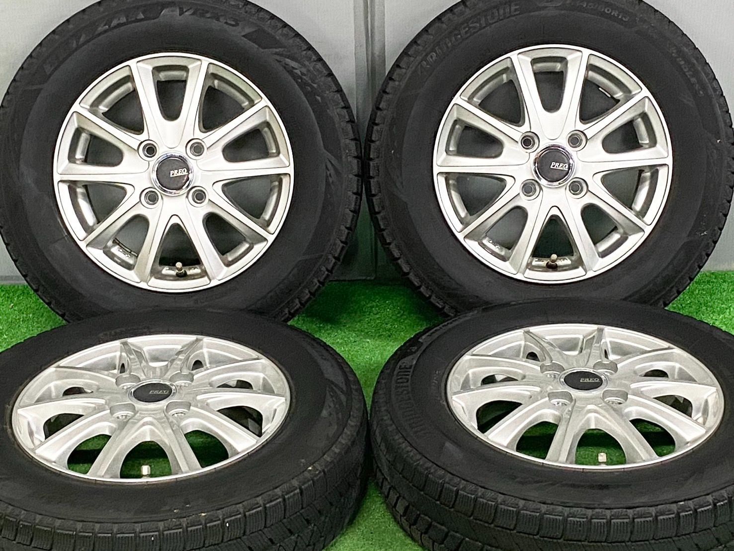 バリ溝スタッドレス PREO 13in 4.00B 45 PCD100 ブリザック VRX3 145 80R13 モコ N-BOX アルト スペーシア ワゴンR タント ムーヴ