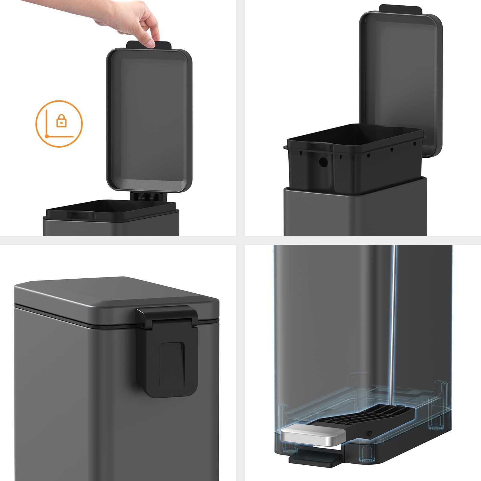 ゴミ箱 おしゃれ スリム 10L_グレイ 匿名配送 40リットル Mbillion