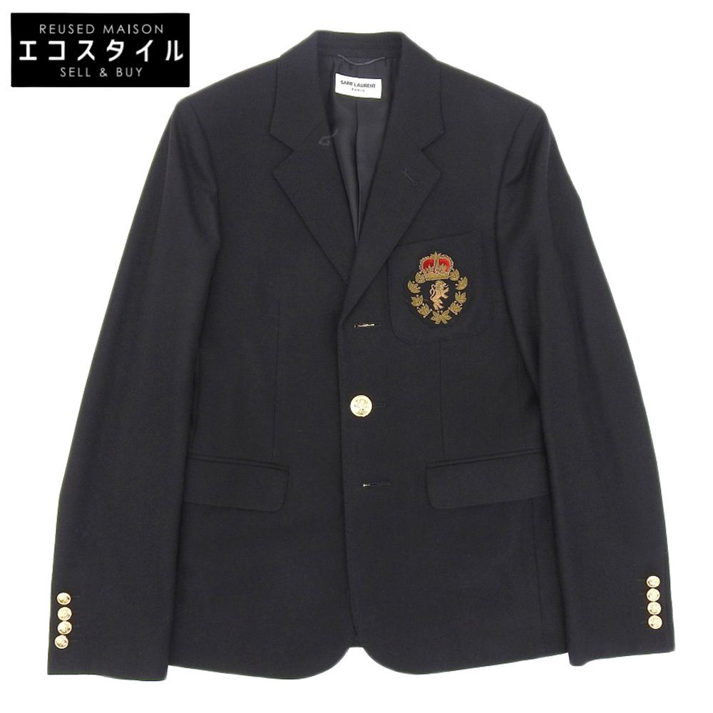 SAINT LAURENT PARIS サンローランパリ 美品 SAINT LAURENT PARIS サンローランパリ エンブレム 3Bジャケット メンズ ブラック 44 16年 437137 44
