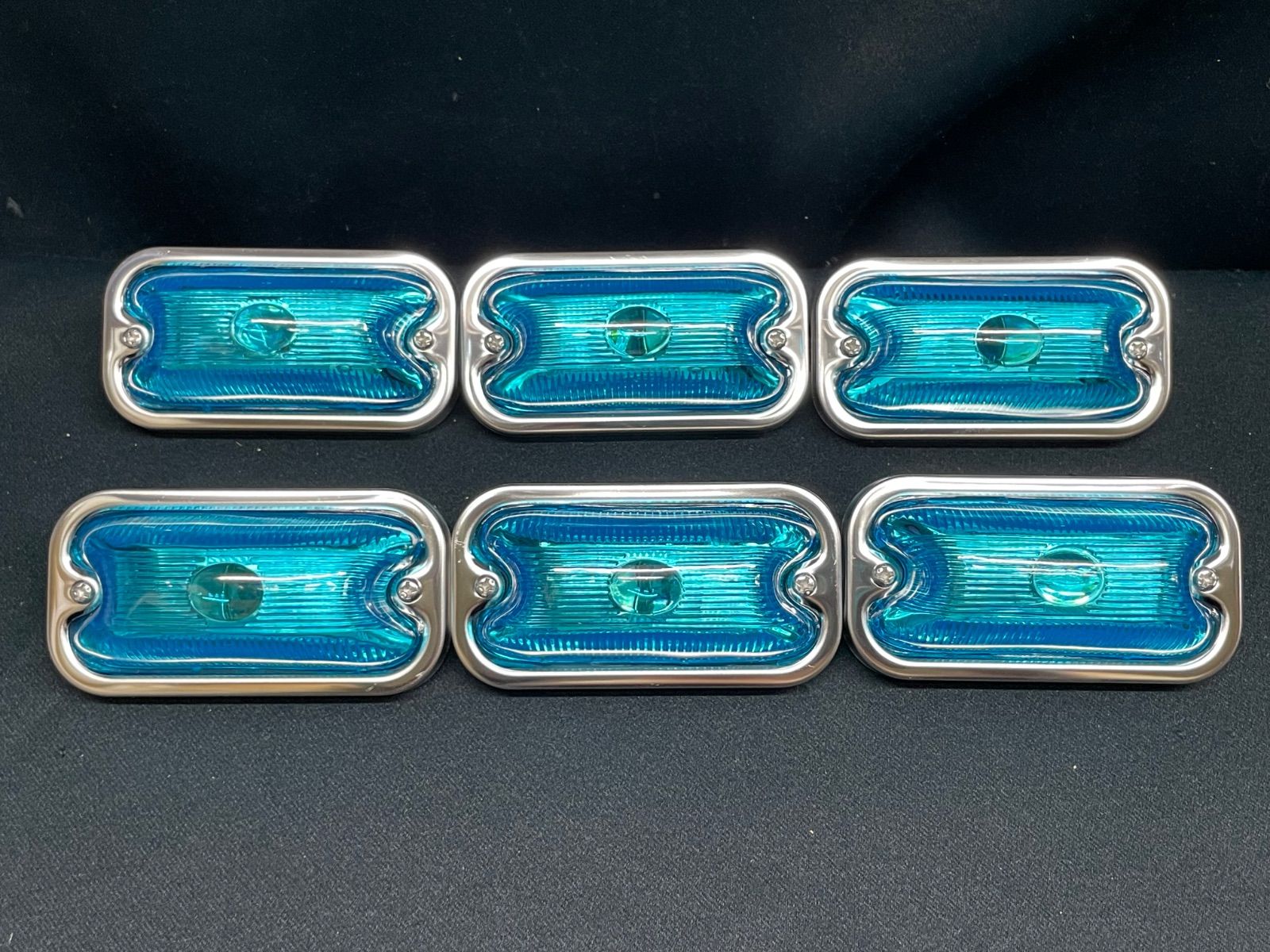 S-80DXデベソランプ 6個 スカイブルー 水色 でべそ角マーカー 板橋用品製作所 電球式 24V12W 樹脂 前開き レトロ デコトラ かまぼこ