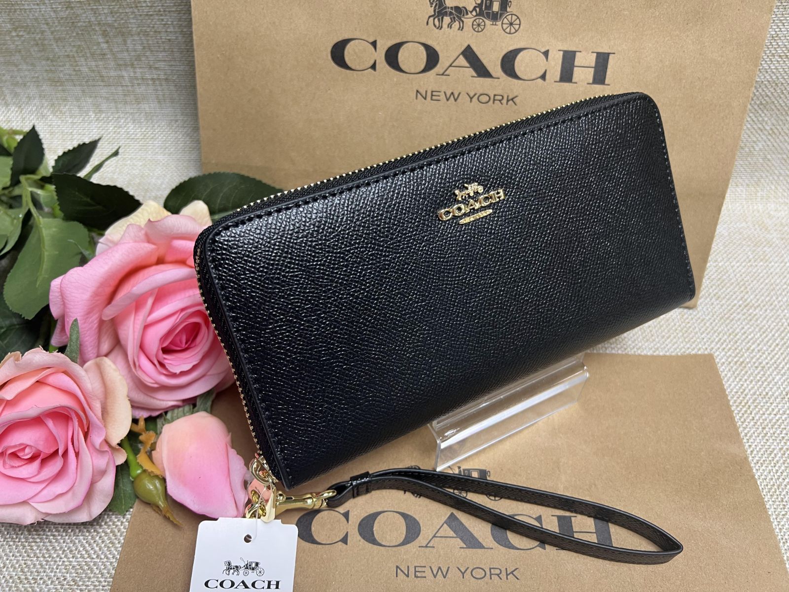 COACH 財布 コーチ 長財布 ラウンドジップ アウトレット ストラップ付