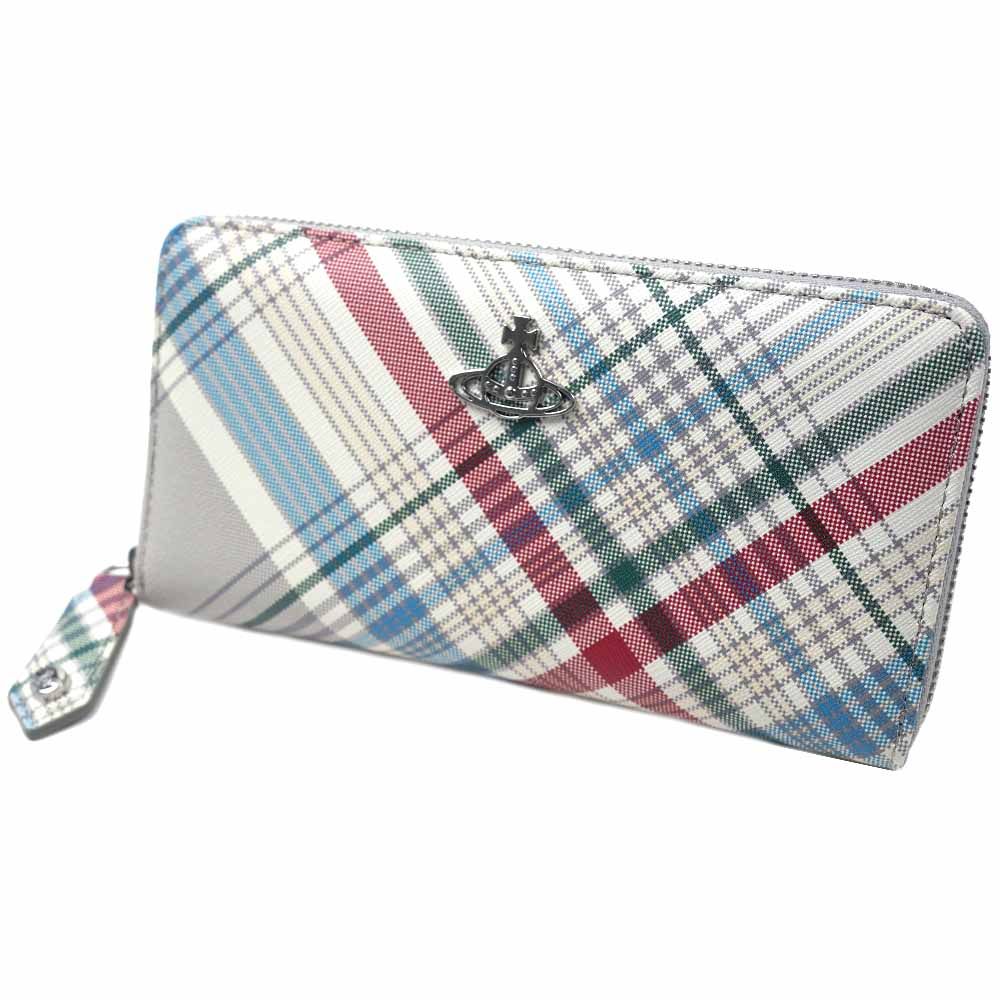 ヴィヴィアンウエストウッド 長財布 ラウンドファスナー レザー Vivienne Westwood TARTAN PRINT SAFFIANO MADRAS CHECK 51050023UL0057O101 51050023U-L0057-O101