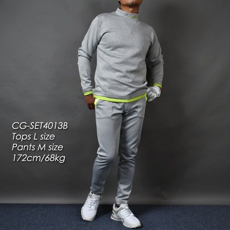 COMONGOLF コモンゴルフ ポンチ素材長袖モックネック-テーパードゴルフパンツセットアップ CG-SET4013B M L XL XXL XXXL ゴルフウェア 春秋 トレーナー ズボン バイ スウェット ストレッチ 伸縮性 保温性