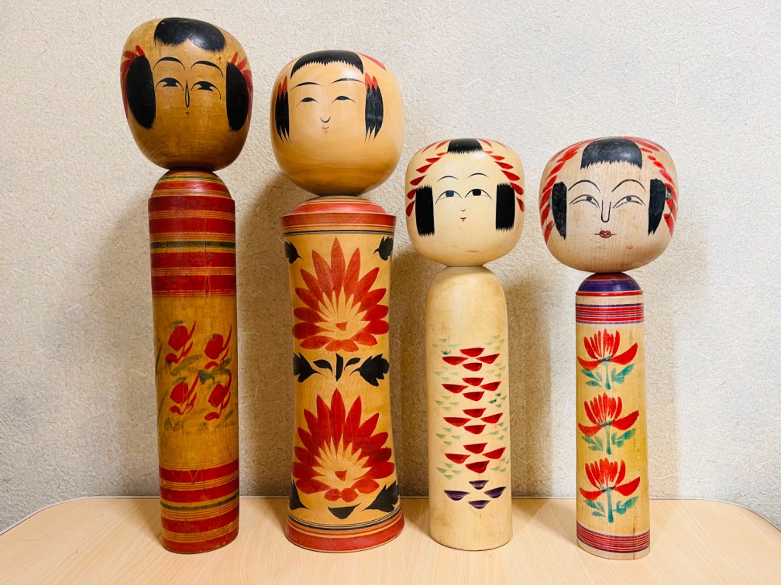 伝統こけし／肘折系・鳴子系・作並系／大寸（36〜48cm）／4本セット