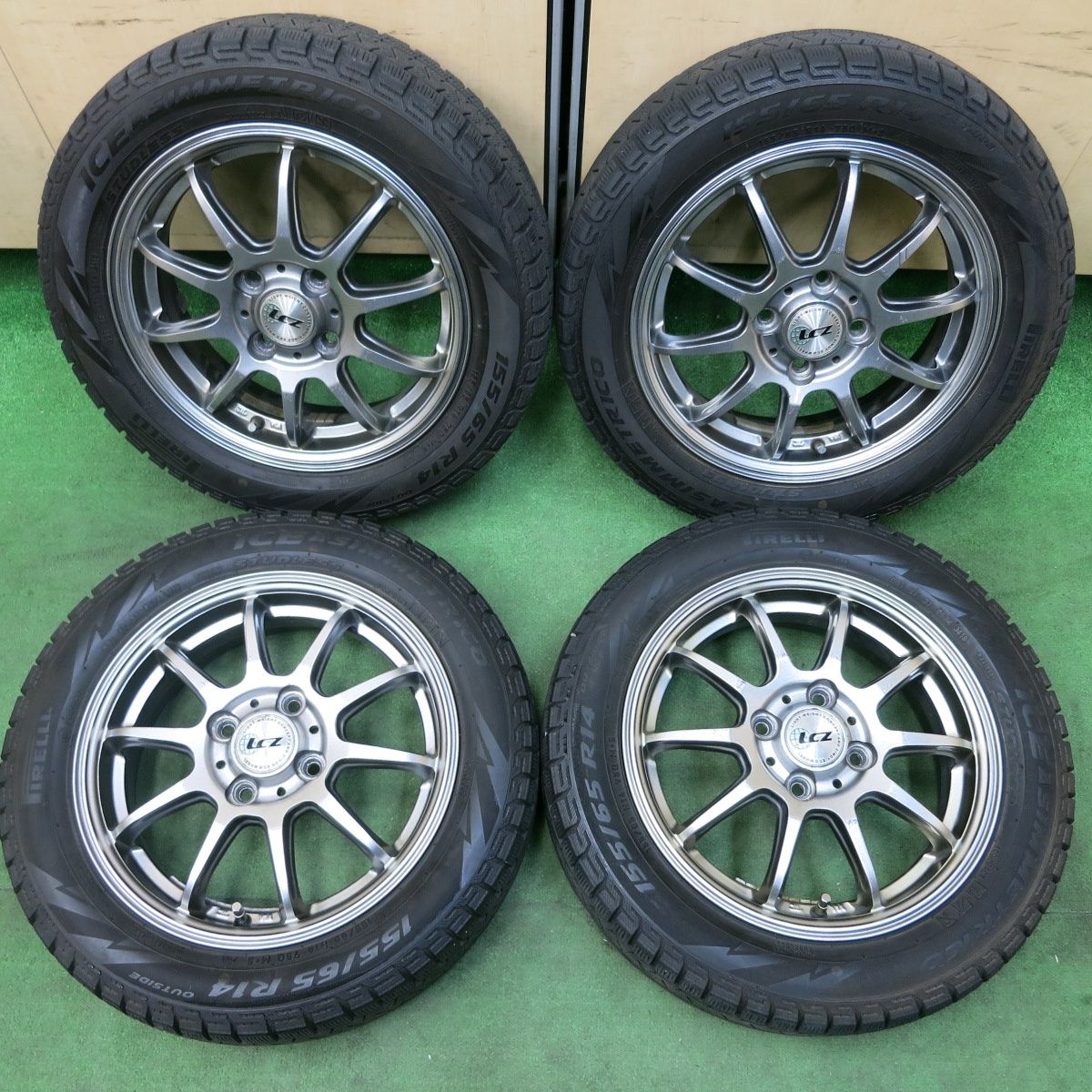155/65 R14 75Qアルミ付きスタッドレスタイヤ4本 アルミホイール 
