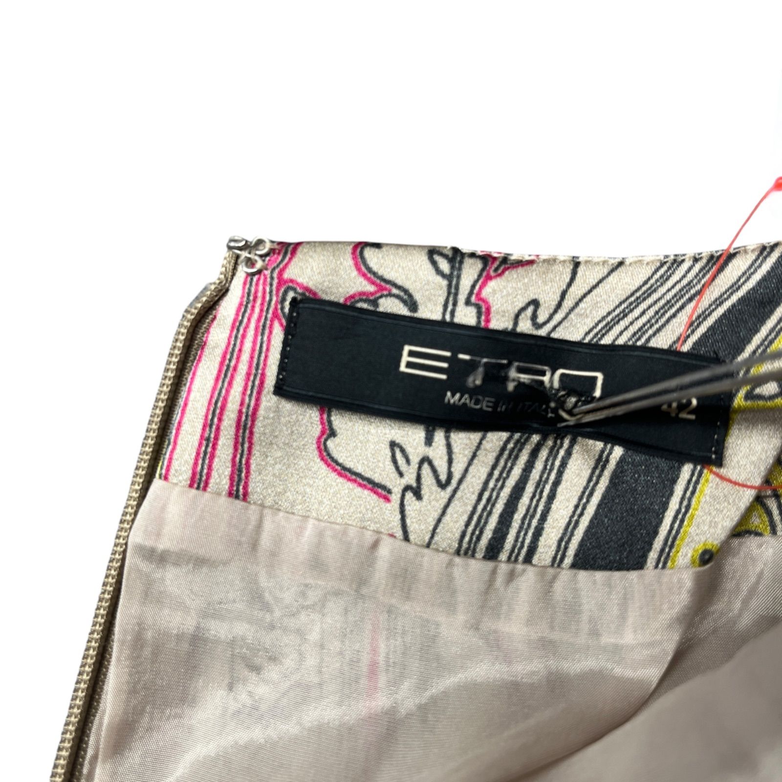 美品 エトロ ETRO 美しい総柄 シルク ワンピース 42、M、9号