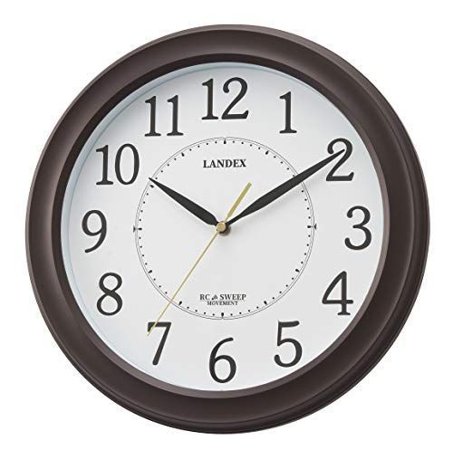 ランデックスLandex 掛け時計 電波 アナログ ルームサイド 直径31.4cm 連続秒針 ダークブラウン YW9163DBR