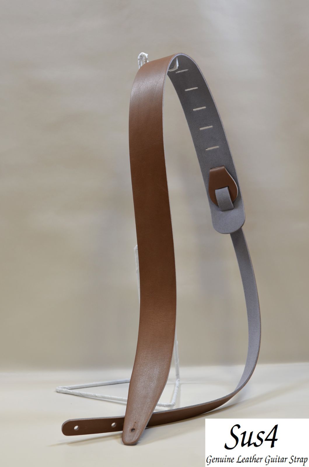 ハンドメイド 本革 ギターストラップ Genuine Leather Guitar Strap 素上げブラウン