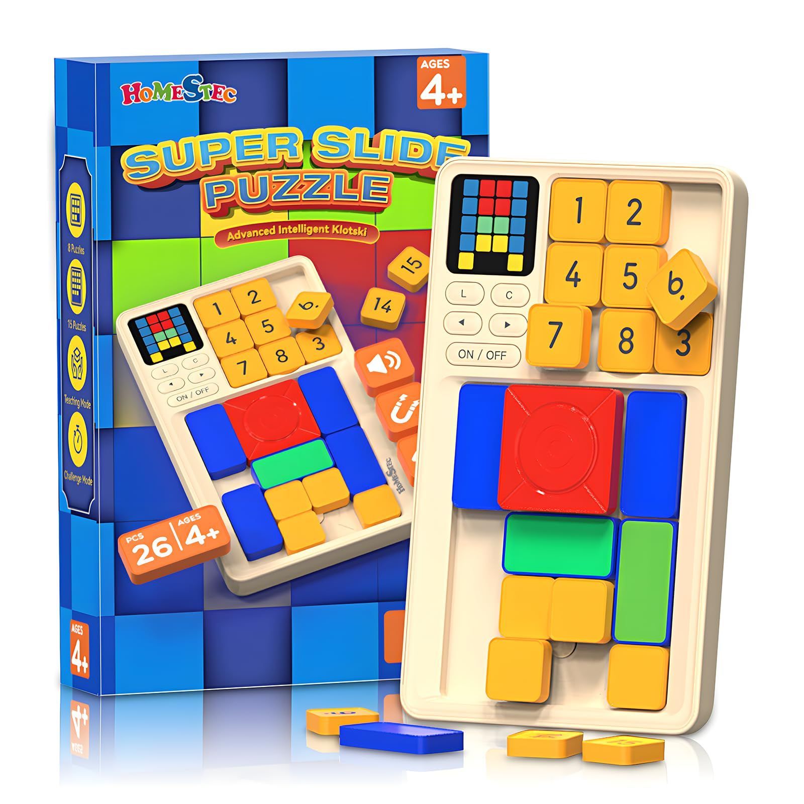 新品 HOMESTEC スーパースライド パズル ゲーム 520レベル 解答あり 脳トレ 知育 玩具 室内遊び 暇つぶしグッズ 永久に遊べる おもちゃ 子供 大人 ボードゲーム 旅行 入学 男の子 女の子 8歳 9歳 1