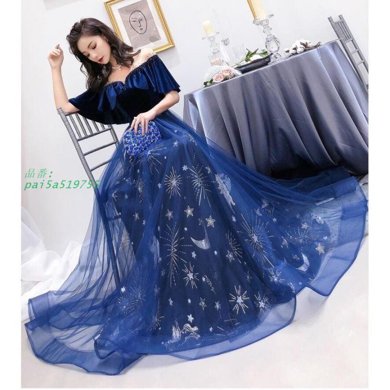 ロングドレス 結婚式ドレス オフショルダー パーティードレス ウエディングドレス 二次会 披露宴 演奏会 発表会 イベント用 ピアノ 舞台 大きいサイズ 衣装 pai5a519755