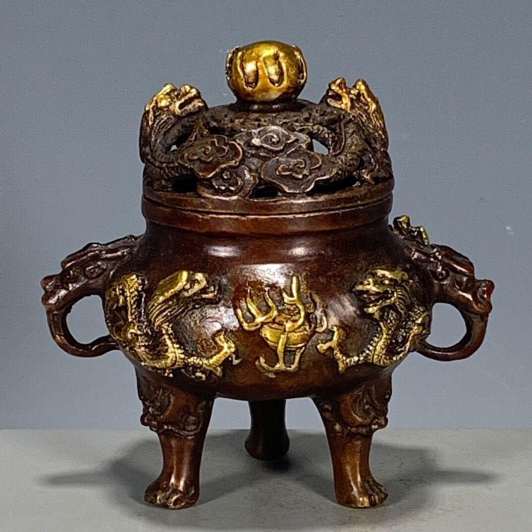 銅器 香炉 瑞獣三足九龍鼎薫香炉 風水 開運 工芸品 美術品 置物 銅器 香炉 瑞獣三足九龍鼎薫香炉 風水 開運 工芸品 美術品 置物