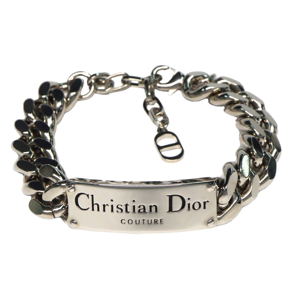 【名古屋】ディオール Christian Dior Couture チェーンリンク ブレスレット 真鍮 シルバーロジウムメッキ メンズアクセサリー 男