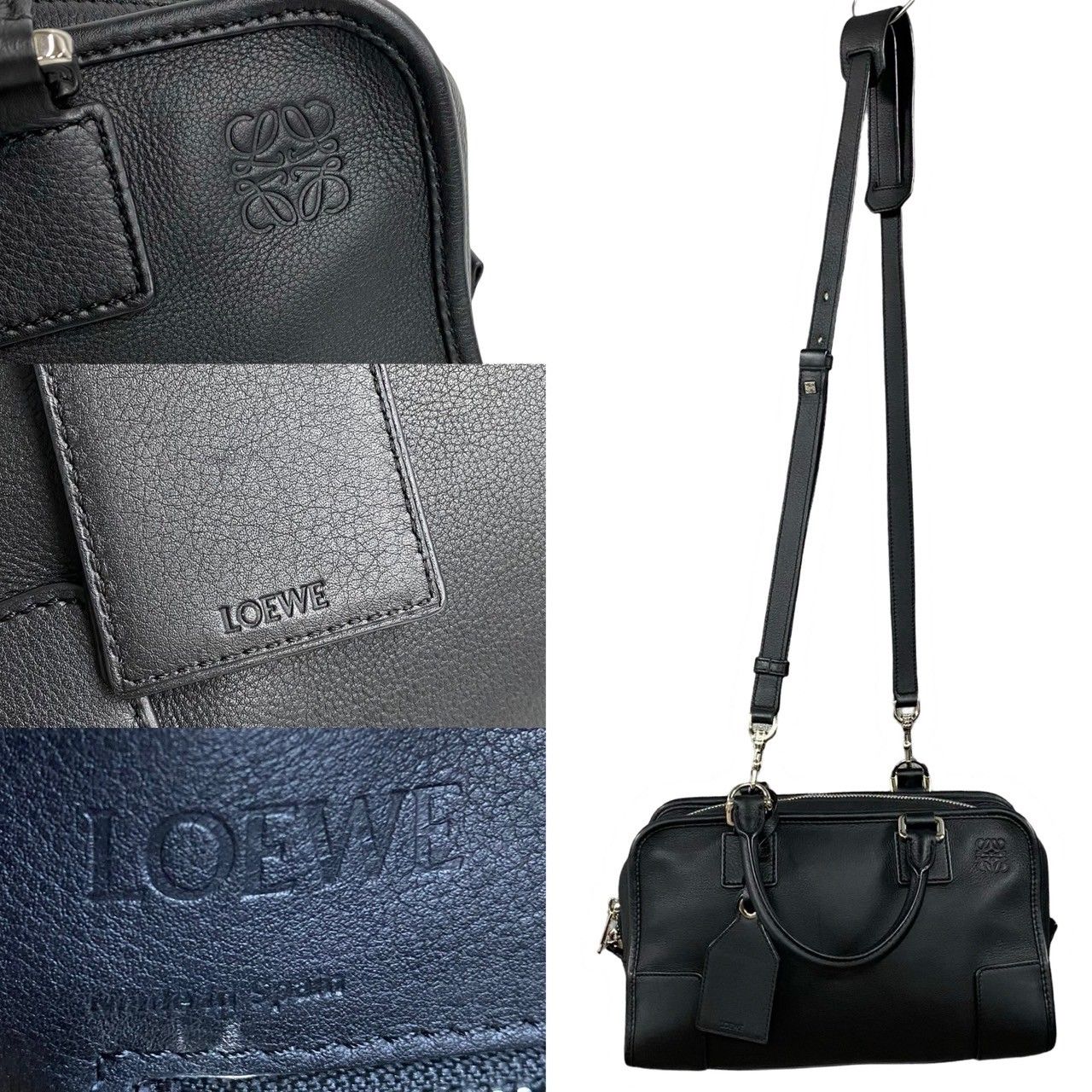 ほぼ未使用 希少品 LOEWE ロエベ アマソナ 28 アナグラム ロゴ レザー 