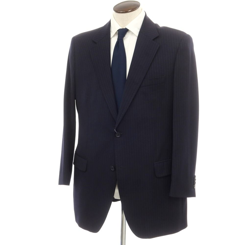 【中古】ドルチェアンドガッバーナ DOLCEu0026GABBANA ウール ストライプ テーラードジャケット ダークネイビー【サイズ54】【メンズ】