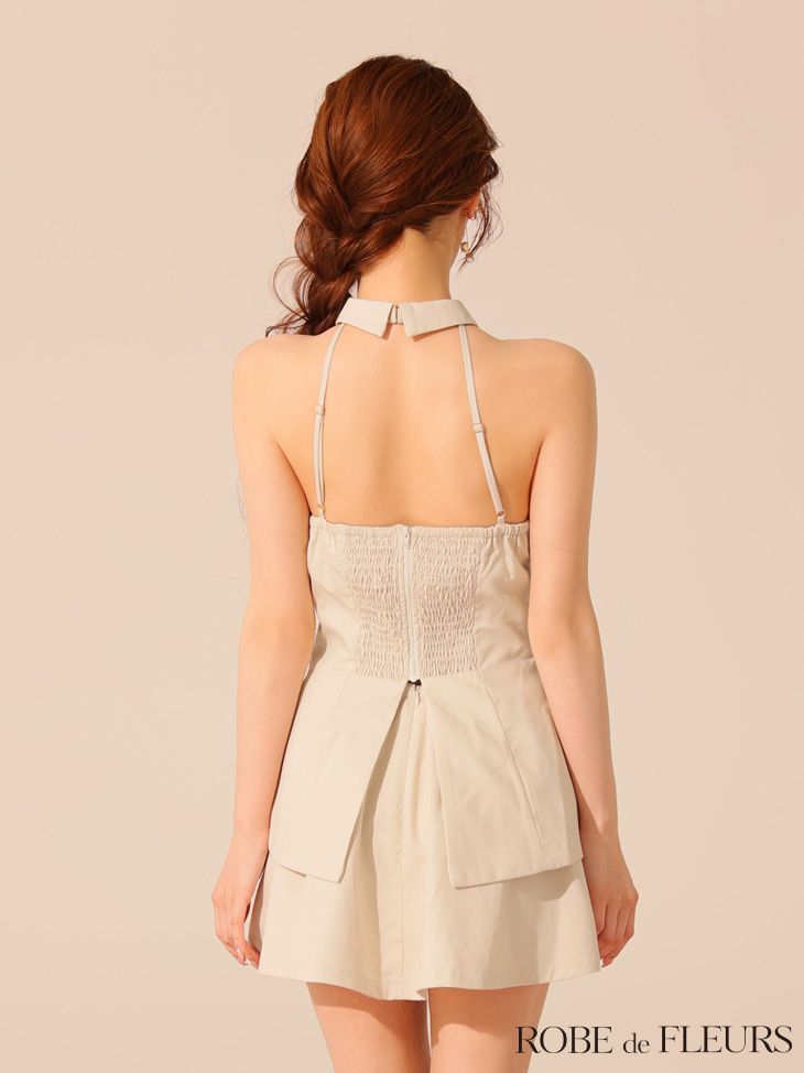 ROBE de FLEURS /フロントフリルホルタードレス/新品未使用Sサイズ ROBE de FLEURS /フロントフリルホルタードレス/新品未使用Sサイズ