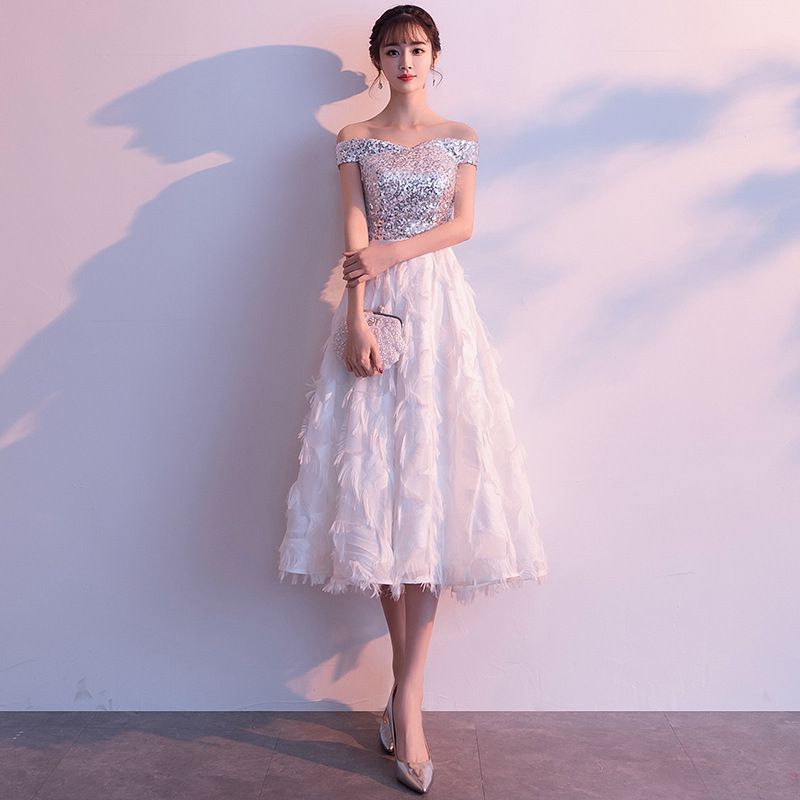 演奏会　ドレス　発表会　Le Michel Beaune 　ワンピース　結婚式 カシュクール ラメチュールドレス 結婚式ワンピース｜パーティー
