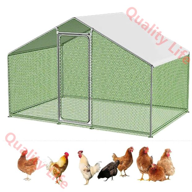 鶏小屋 屋外 大型 鶏舎 耐候性大型 鶏かご 鶏用 チキンペン 大きな鶏小屋防雨 鶏小屋スパイア ウォークイン 鶏肉ケージ ヘンハウス 屋根カバー付き 屋外 裏庭 農場用 鶏 アヒル ガチョウ ウサギの飼育に最適 2*3*2m STEELWINDOWSANDDOORS_COM