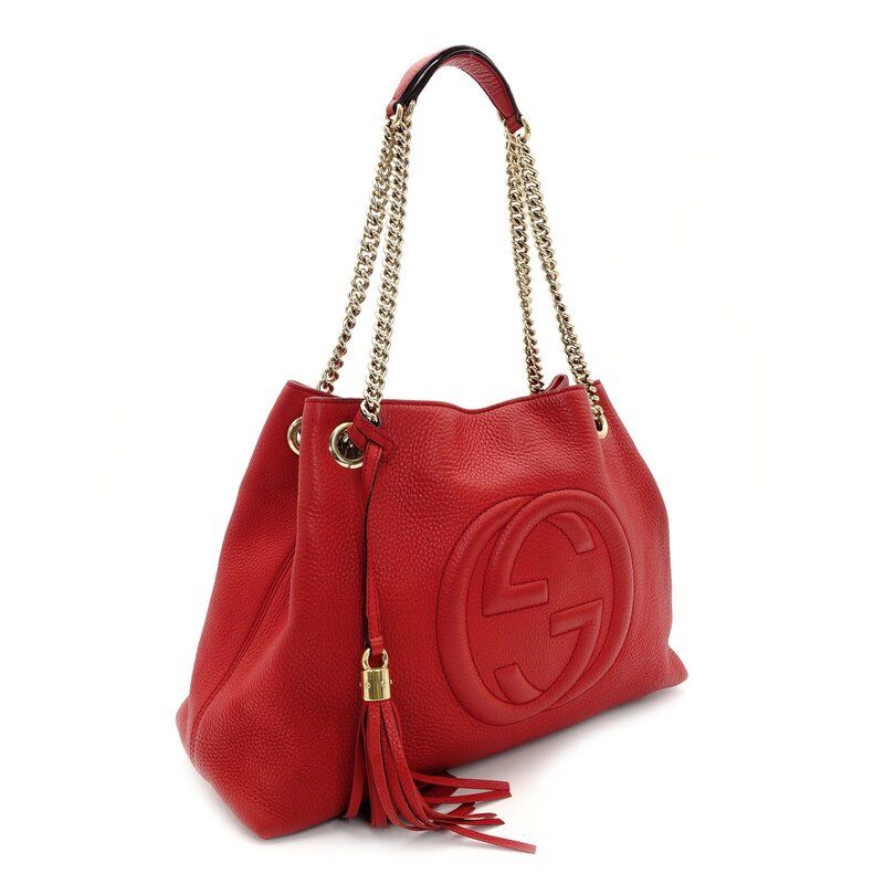 グッチ GUCCI ソーホー チェーン ショルダーバッグ レザー レッド GGロゴ 赤 クロスボディ 7-9-408