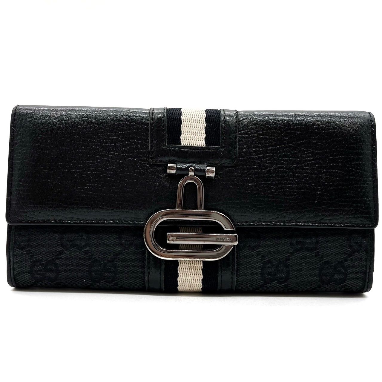 良品】 GUCCI グッチ 長財布 シェリーライン GG柄 G金具 シルバー金具 