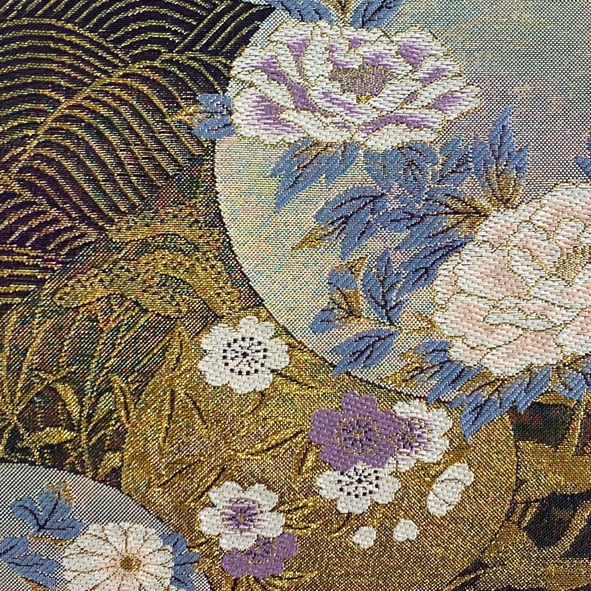 仕立て品★唐草模様全通柄ベルベット袋帯 ／ブラック 仕立て品☆唐草模様全ち通カラーベルベット袋帯 /ひブラック