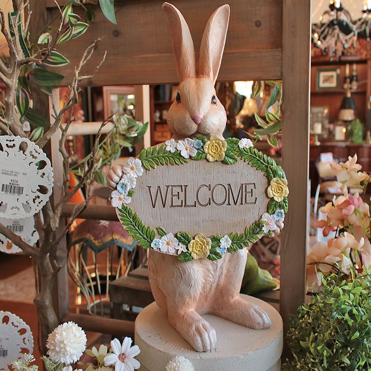 ラビット ウェルカムボード WELCOMEうさぎ rabbit 置物 オブジェ