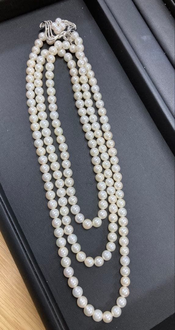 げ 天然パール シルバー ネックレス アクセサリー 7ミリ ロング