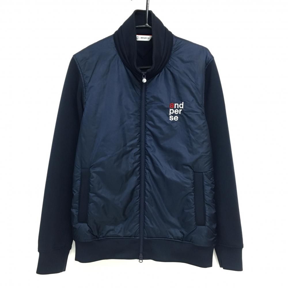 ☆SALE価格☆アンパスィ 中綿切替ジャケット ネイビー×白 ロゴ刺しゅう