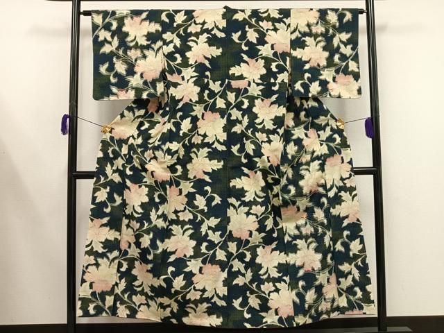 平和屋着物□上質な紬 花唐草文 正絹 逸品 AAAT6815mf