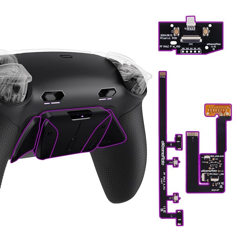 eXtremeRate ps5コントローラーBDM-030 040 050対応RISE4 Plus MAXバックパドルキット ボトムシェル-クリッキートリガーストップ＆ラバーグリップ付き ps5コントローラー対応用リマップ な背面ボタンキット-コントロー 0