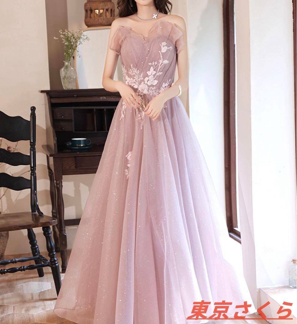 花柄がオシャレで美しい ベア イブニングドレス 花柄生地が美しい ベア イブニングドレス レッド - メルカリ