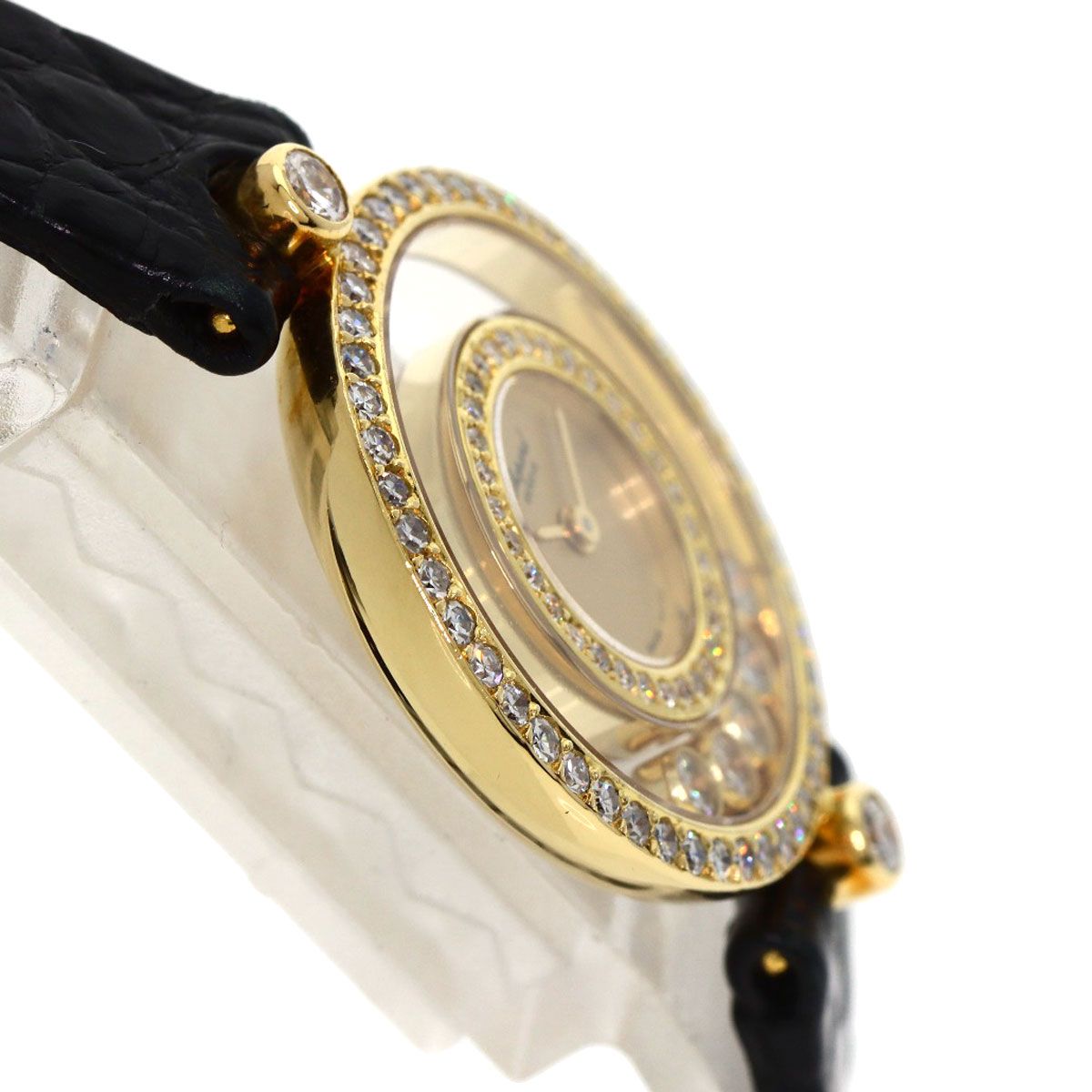 Chopard ショパール 20/3957 ハッピーダイヤモンド 腕時計 K18YG 革  