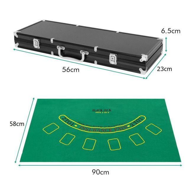 BestBuy ポーカーチップ 500枚 数字入り ポーカーセット チップセット カジノチップ トランプ付き マット付き カジノゲーム カジノセット ブラック500枚数字