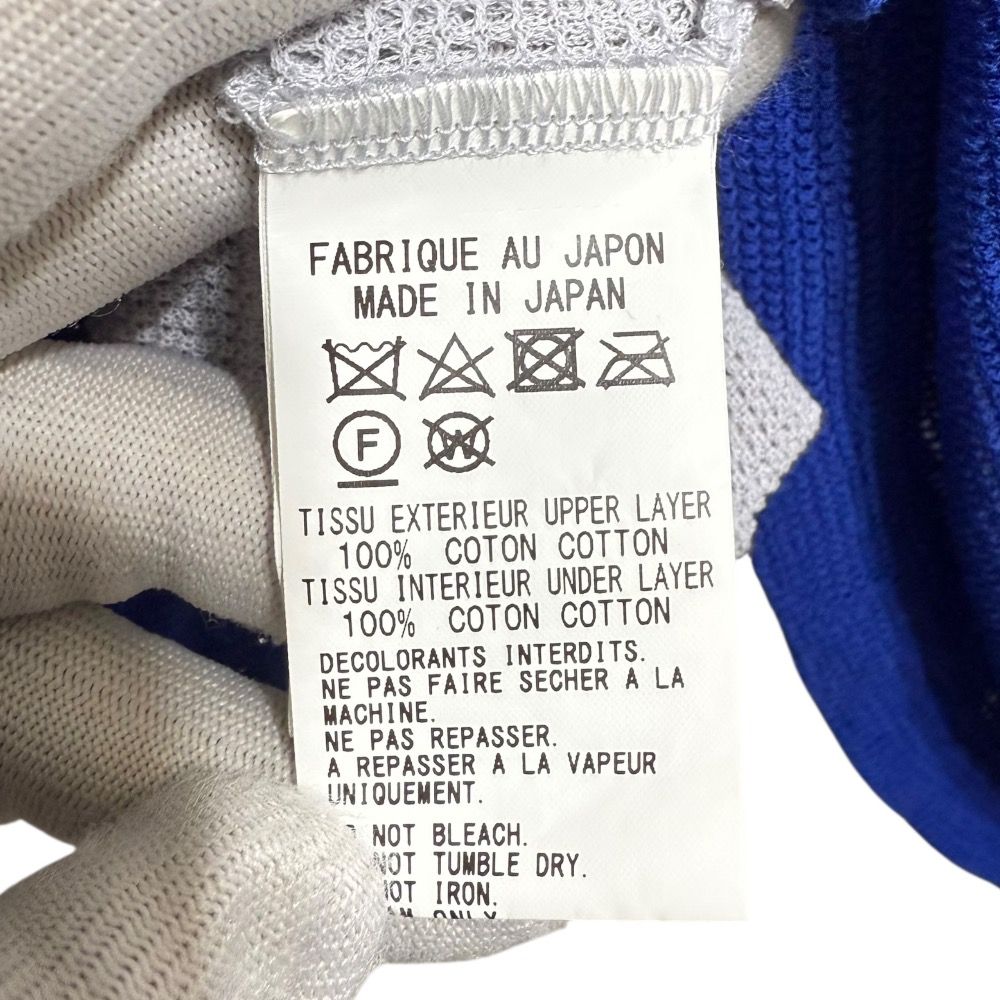 美品 Y's ワイズ ヨウジヤマモト 長袖 バイカラー メッシュニットカットソー ハイネック セーター サイズ2 ブルー×グレー レディース 古着 中古 Y's - 美品 Y's ワイズ ヨウジヤマモト 長袖 バイカラー