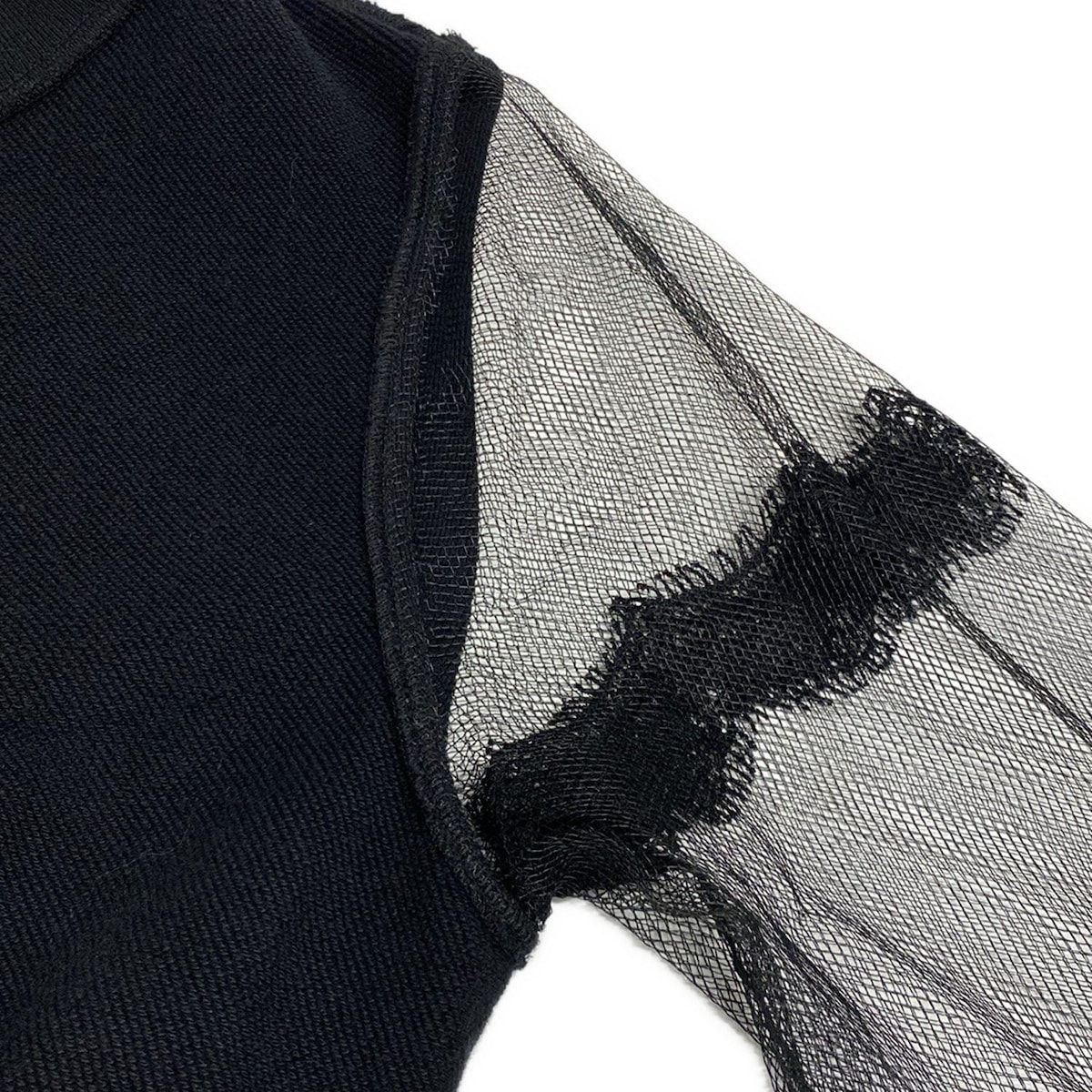 マックキュー アレキサンダーマックイーン 長袖カットソー サイズXS レディース - 黒 クルーネック レース 異素材切替 WWW_OLIVIERBERNSTEIN_COM